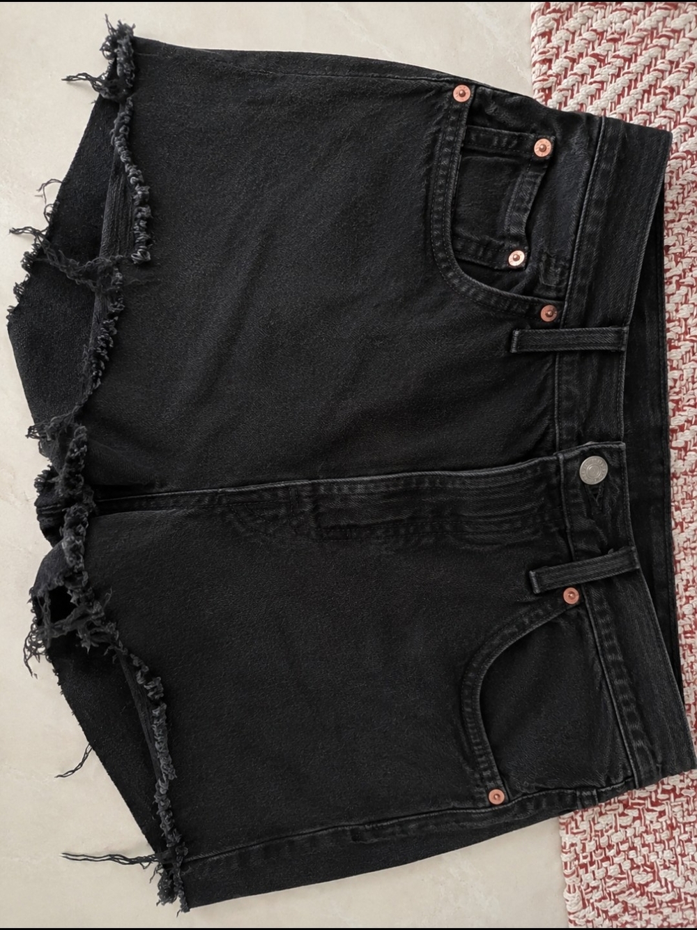 Levi's Black Distressed Denim Jean Shorts